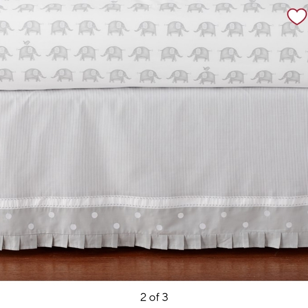 NWT pottery barn kids CRIB SKIRT grey white taylor theme